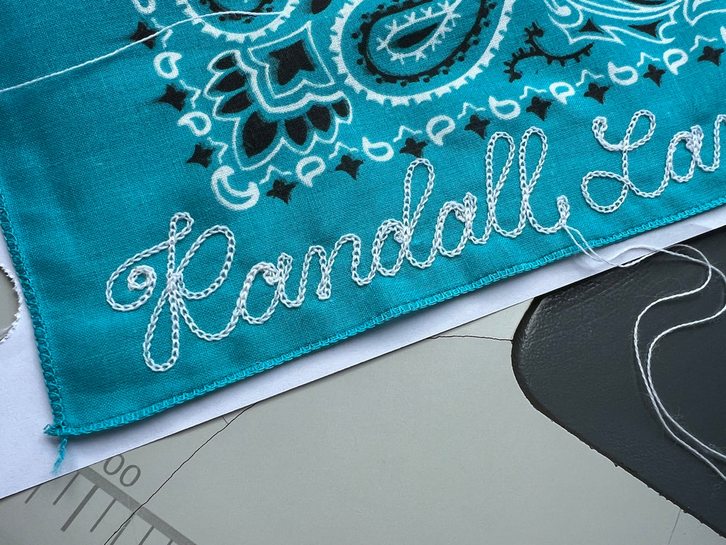 Turquoise Classic Paisley Chainstitched Bandana