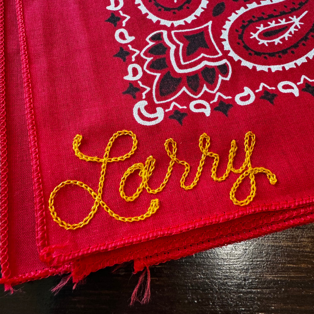 Red Classic Paisley Chainstitched Bandana