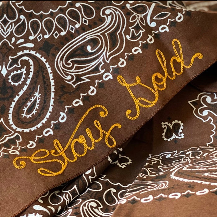 Chocolate Classic Paisley Chainstitched Bandana