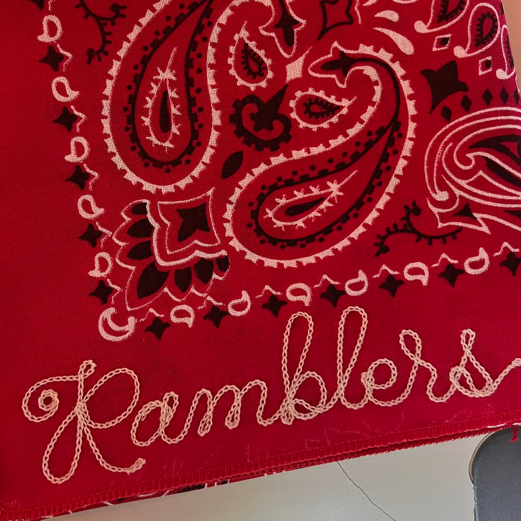 Red Classic Paisley Chainstitched Bandana