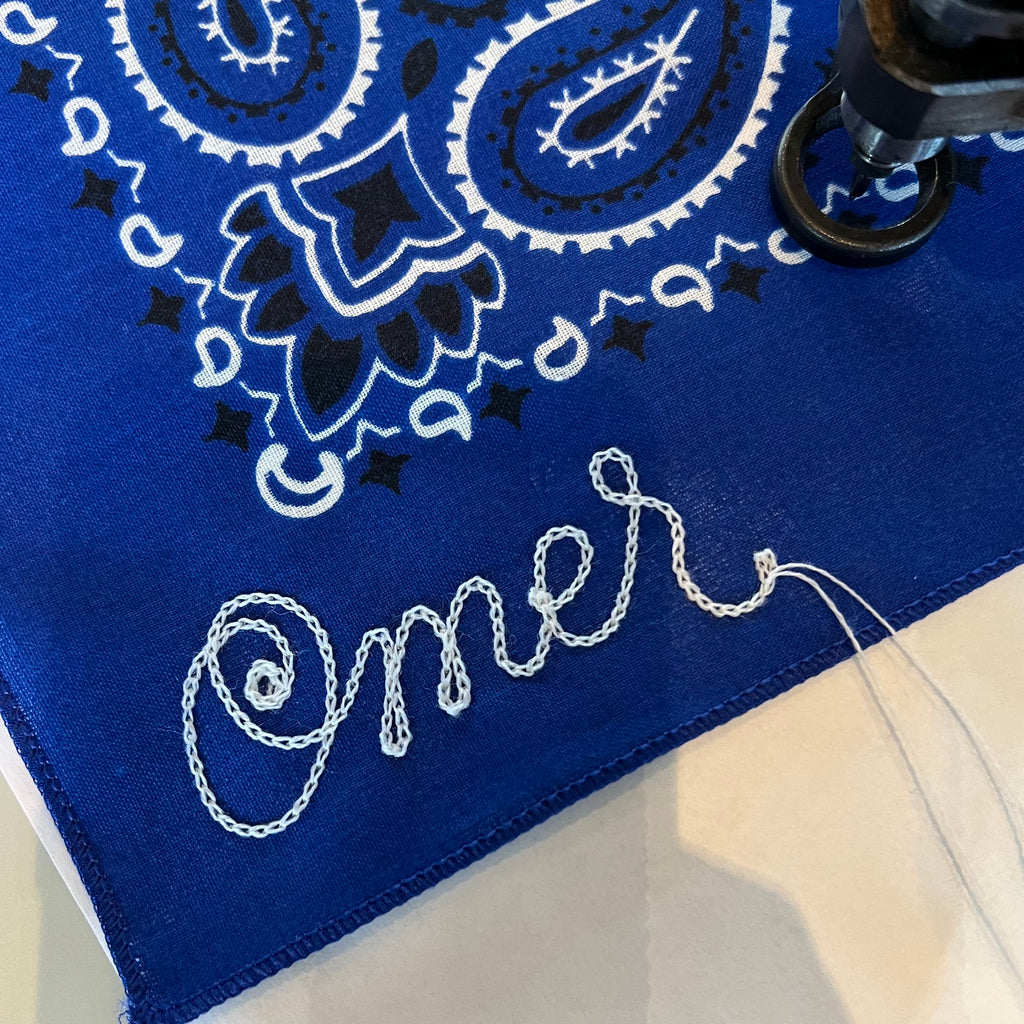 Royal Blue Classic Paisley Chainstitched Bandana