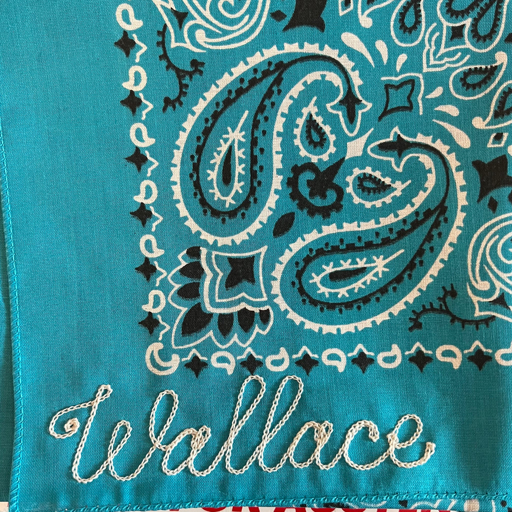 Turquoise Classic Paisley Chainstitched Bandana